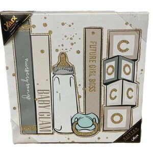 Oliver‎ Gal Canvas Art Coco Baby Bottle 14x14 Girl Boss Glitter Pacifier Blue